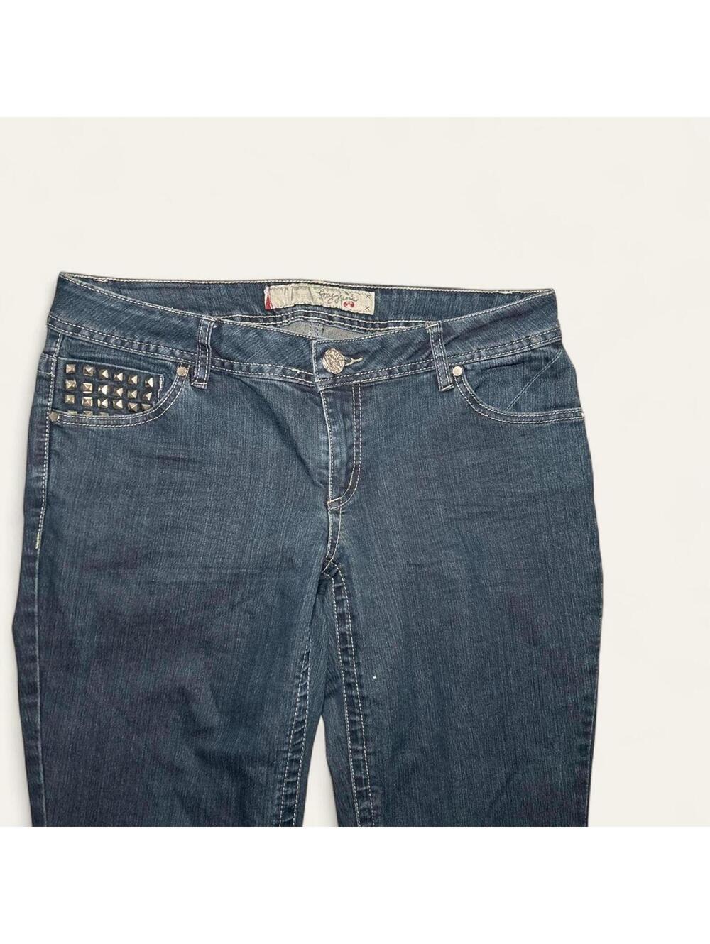 Y2K FOXY Blue Denim Jeans Studded Pocket Vintage Fit - Picture 3 of 6
